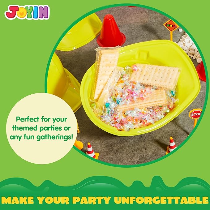 JOYIN 24 Pcs Toy Construction Hard Hats, Soft Plastic Yellow Kids Party Hat, Birthday for Construction Birthday Party, Children’s Engineer,Building Dress Up Hats, Theme Party Favors