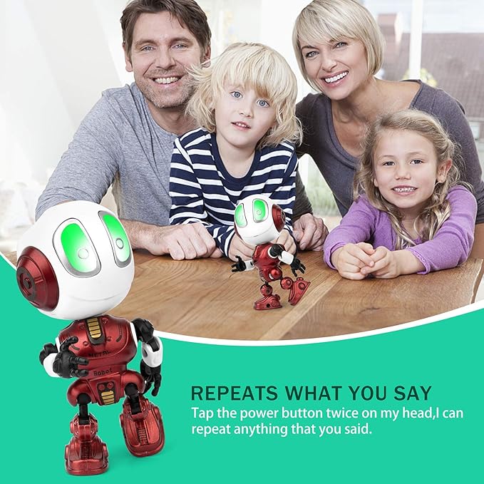 Sopu Stocking Stuffers, Rechargeable Robot Toys Mini Talking Robot with Repeats Waht You Say, LED Lights and Cool Sounds Interactive Toy Christmas Stocking Stuffers for Kids Adults(Red)