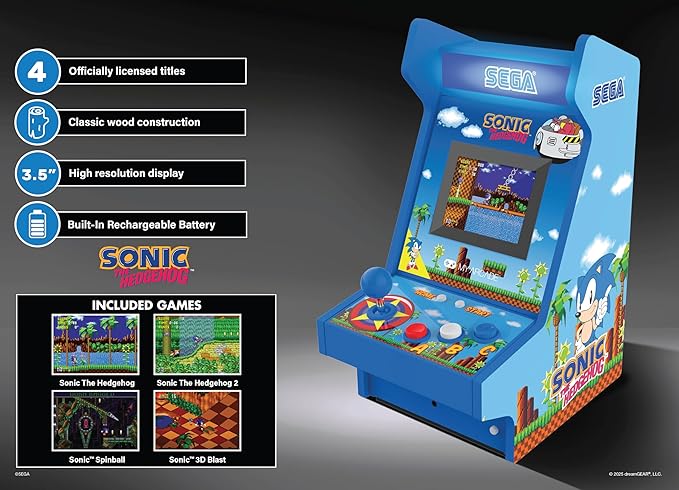 My Arcade Sonic The Hedgehog Mighty Player: Sega Retro Arcades, Sonic Countertop Video Game, 4 Classic Sega Games in 1