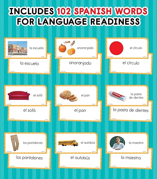 Carson Dellosa 104 Everyday Sight Words in Spanish Flash Cards for Kids, Vocabulary Flashcards for Toddlers Ages 5 and Up, Educational Games for Bilingual and ESL Learners