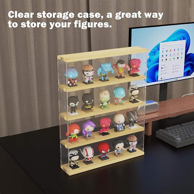 DuvinDD Acrylic Display Case Clear Figure Display Case Lego Display Shelves with Sliding Door, Wall Mounted Dustproof Trinket Shelf for Miniature Hot Wheels for Home Bedroom Decor(15.3x3.3x19.7 inch)