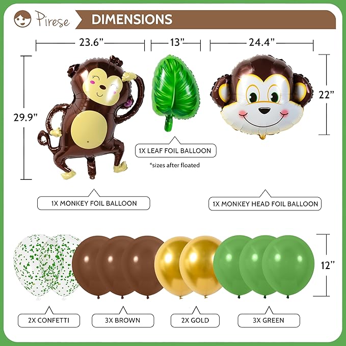 Pirese Monkey Birthday Banner, Monkey Party Decorations, Jungle Birthday Party Decorations | Banana Party Decorations| Banana Birthday Decorations | Monkey Birthday Party Supplies | Monkey Decor