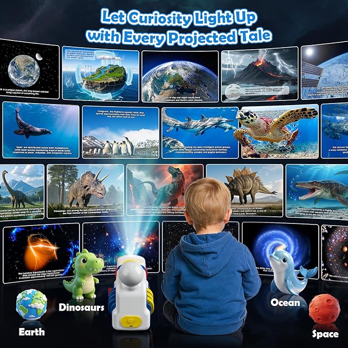 Story Projector for Kids, 4K HD Kids Story Projector With 32 Stories, 2-in-1 Night Light and Story Projection with Audio Narration for Toddlers 3+ USB Powered Educational Toy Gift for Children's Day