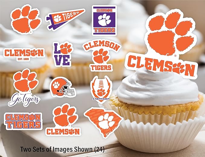 Clemson Cupcake Topper Party Supplies for Football, Birthday, Graduation Party Decorations (24 Pieces) (Clemson Tigers)