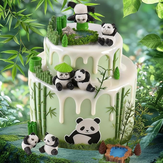 23PCS Panda Cake Toppers Panda Cake Decorations for birthday party supplies