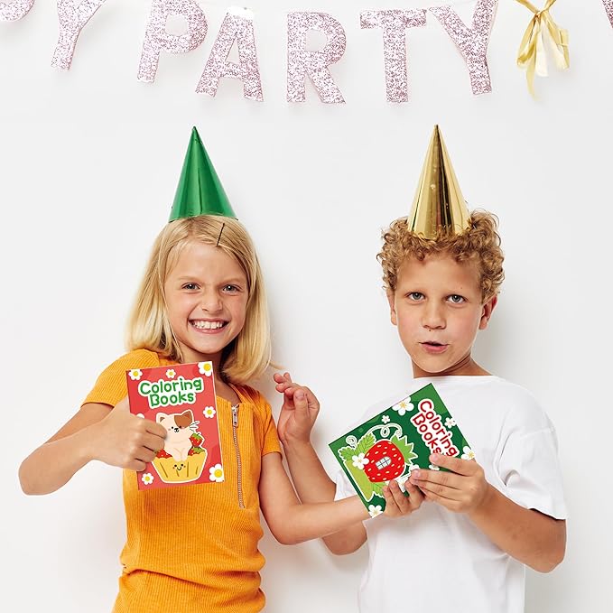 Strawberry Coloring Books for Kids - 24Pcs Bulk Strawberry Mini Coloring Booklet Fruit Theme DIY Art Drawing Book for Toddlers Summer Holiday Party Goodie Bags Stuffers School Classroom Favors