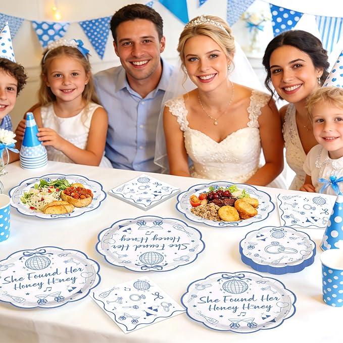 96 Pcs She Found Her Honey Honey Bridal Shower Decorations Disco Bachelorette Party Plates And Napkins Dancing Queen Tableware Set for Wedding Bachelorette Party Supplies Serves 24