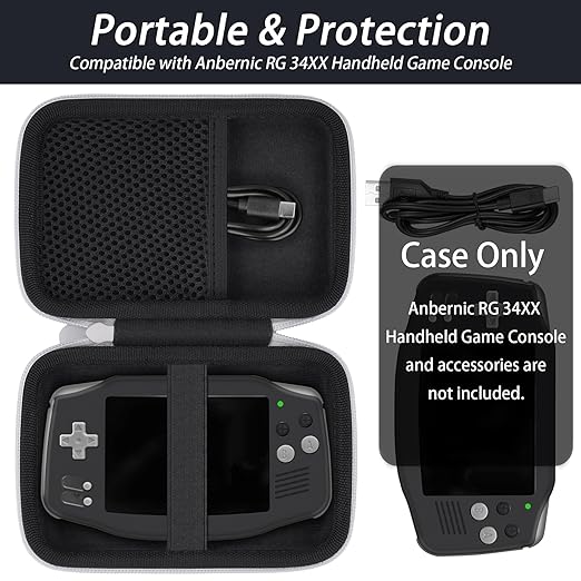 khanka Hard Travel Case Replacement for Anbernic RG34XX Handheld Game Console,Case Only. (Black)