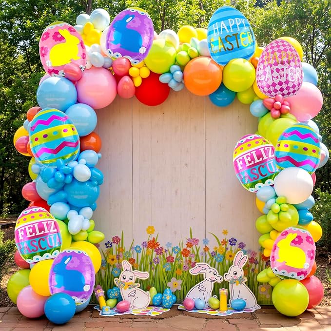 Easter Egg Balloons 10 pcs Happy Easter Egg Foil Balloon Easter Party Decorations for Spring Celebration Birthday Theme Party Supplies