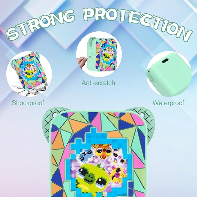 Silicone Case for Bitzee Magicals Interactive Toy, Protective Sleeve 2 in 1 Cover + Lanyard for Bitzee Magicals Interactive Toy Electronic Pets Accessories - Mint Green