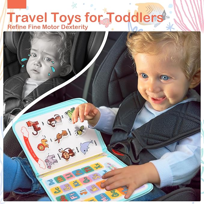 Toddler Busy Board Montessori Toys for Toddlers 1-3 Year Old Educational Activity Book Board Sensory Travel Toys Ages 3-5 Preschool Learning Fine Motor Skills Toy Quiet Book Gift for Kids