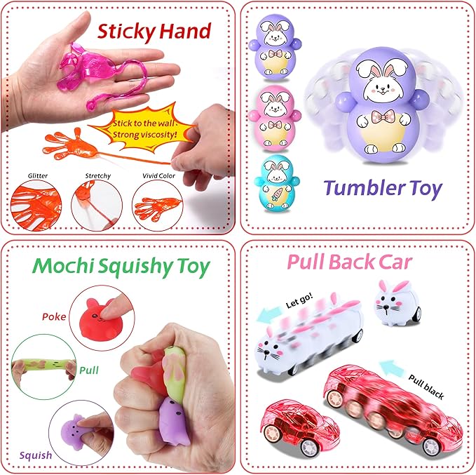 165PCS Prefilled Easter Eggs with Toys Inside, Easter Eggs Fillers Basket Stuffers Easter Hunt Games Party Favor Supplies Classroom Prize for Kids