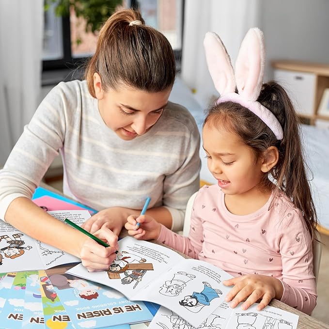Easter Coloring Books for Kids - 24Pcs Bulk He is Risen Mini Coloring Booklet Religious DIY Art Drawing Book for Toddlers Spring Easter Holiday Party Goodie Bags Stuffers Sunday School Classroom Favor