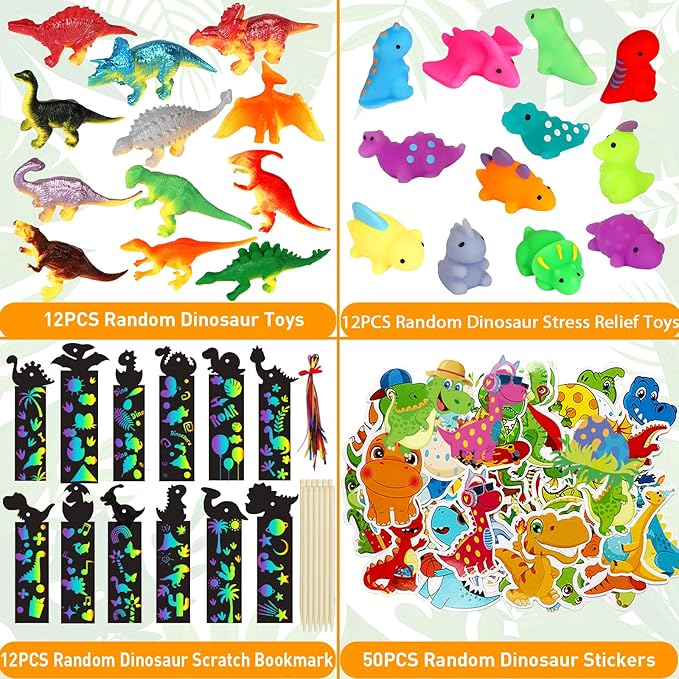 230PCS Dinosaur Party Favors - Dinosaur Birthday Party Supplies & Goodie Bags for Kids Birthday, Dino Themed Party Decorations Gifts Fillers Stuffers Toys