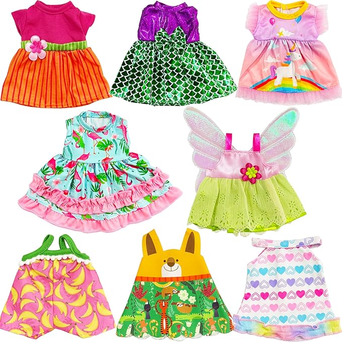 8 Sets Baby Doll Clothes,Baby Alive Clothes Dress Outfits Accessories for 10-12 Inch Girl Dolls,Christmas Birthday New Year Gift for Kids