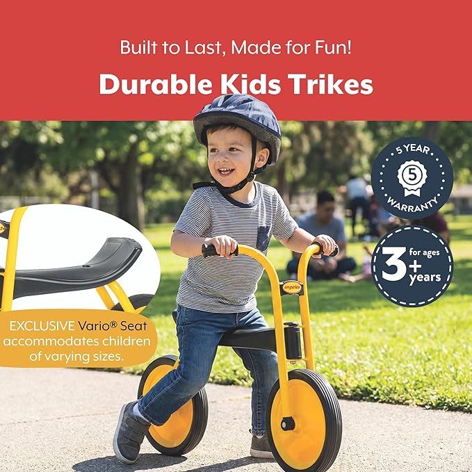 Angeles MyRider Kids Tricycle, Toddler Tricycle with Solid Airless Rubber Tires, Kids Bike for Preschools and Daycare, Ages 3+, MyRider 11.5" Tall Seat