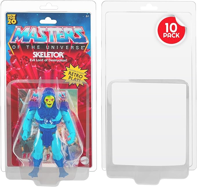 EVORETRO Thick PET Clamshell Display Case Protector for Masters of The Universe Carded Action Figure Box - 5.5 Inch Motu Carded Blister Pack PET Clear Case, 0.60MM Thick, Scratch Resistant, (10 Pack)