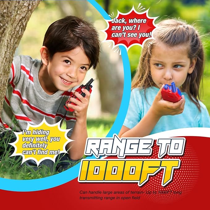 Rechargeable Walkie Talkies for Kids: Christmas Toys Gifts for Boys Ages 3 4 5 6 7 8 9 Kids Walkie Talkies 2 Pack Outdoor 2 Way Radio Hiking Toy for 3-6 Year Old Boy Birthday Gift Stocking fillers