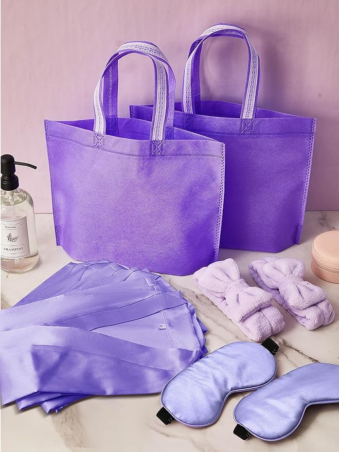 Sintuff 24 Pcs Sleepover Party Supplies for Girls 6 Spa Robes for Girls Slumber Party 6 Tote Bags 6 Headbands 6 Spa Masks