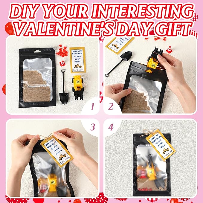 Jenaai 12 Set Construction Party Favors Truck Vehicle Set with Sand Greeting Cards Mini Cars Truck Tractor Forklift for Construction Birthday Party Supplies Gift Reward Goodie Bag Stuffer