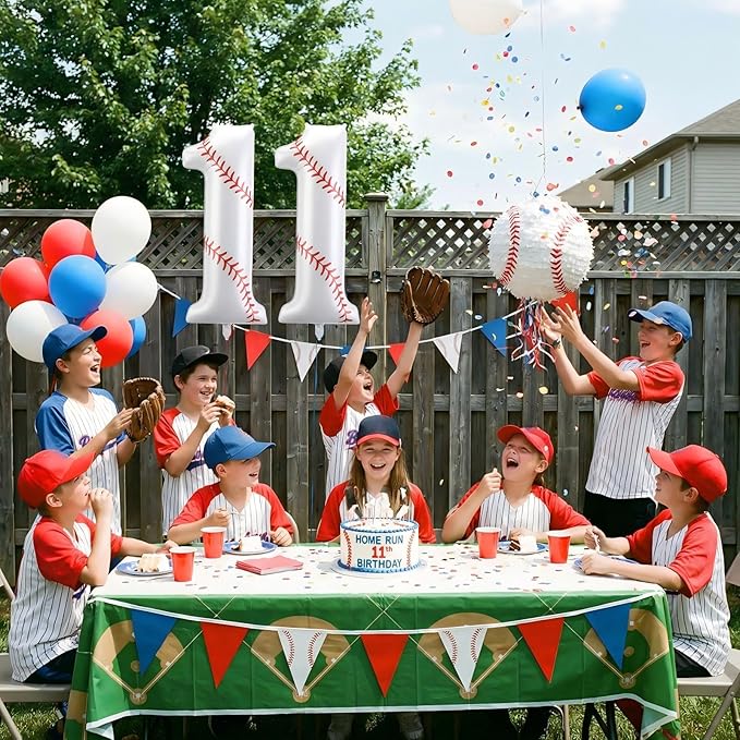 Jenaai Baseball Number 11 Balloons 40 Inch Baseball Theme Birthday Party Decorations Large Foil Balloons for Birthday Baby Shower Party Backdrop Celebration Supplies