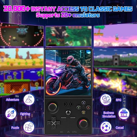 UYTGXEN XF40V Retro Handheld Game Console with 2*Detachable Long Joysticks, 4.0-Inch HD IPS Screen Retro Gaming Console, Preloaded Classic Games with Multiple Emulator, Pocket Video Gaming