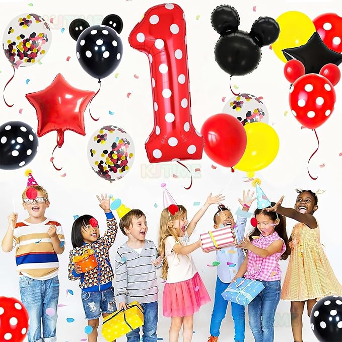 40 Inch Number 1 Foil Balloon Red Polka Dot for 1st Birthday Kids Balloons Party Supplies Decorations