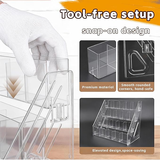 4-Tier 20-Slot Clear Figure Display Case, Miniature Display Case for Collectibles, Action Figures, Crystals, Rocks, Models (4 Tiers)