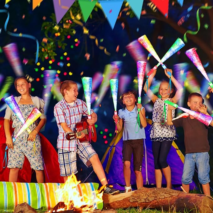 38 PCS Glow Sticks Bulk, Glow Fiber Optic Sticks, LED Light Wands, Glow in The Dark Party Supplies, Fiber Optic Wands for Weddings, Flashing LED Party Favors, Colorful Light Sticks
