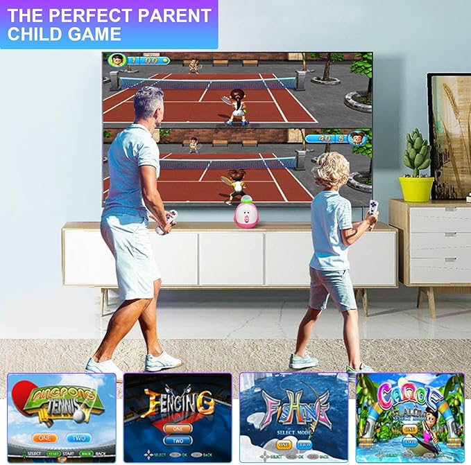 TV Game Console with 100+ Games, 2 Wireless Controllers, HDMI Plug & Play - Includes 30 Sportsgame & 17 AR Games - Birthday Christmas Xmas Gifts for Girls Boys , Age 3+