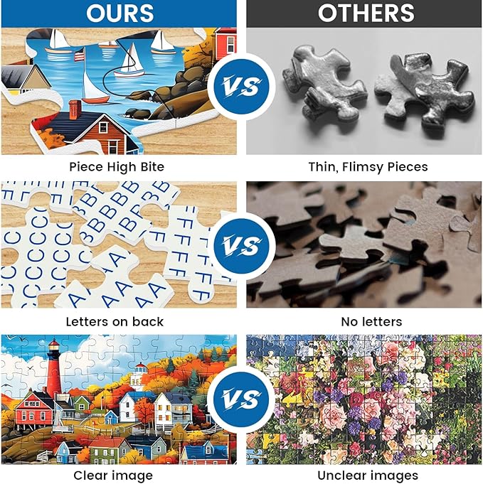 300 Pieces Puzzle for Adults | Town in Autumn Puzzle | Recycled Cardboard Large Piece Jigsaw Puzzles 300 Pieces | Challenging Game Home Decor Birthday Party Gift Toy for Adults Kids Seniors 20.5*15 in