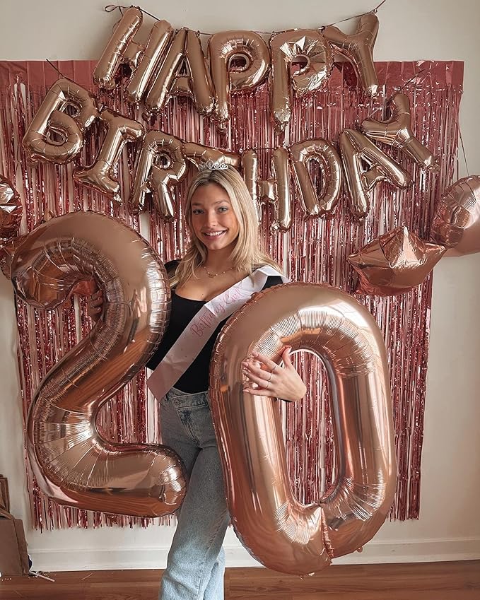 40 Inch Rose Gold Number 0 Balloon, Giant Number 0 Balloons for 10th 20th 30th 40th Birthday Decorations, Party Supplies for Baby Boy Girl, Rose Gold Party Decor