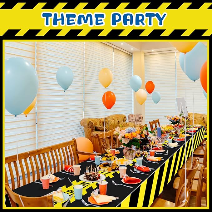 3 Pcs Construction Tablecloth Black Racetrack Party Tablecover for Kids Racing Car Theme Birthday Party Supplies Runner Plastic Rectangular Table Cover Table Decorations for Birthday Supplies