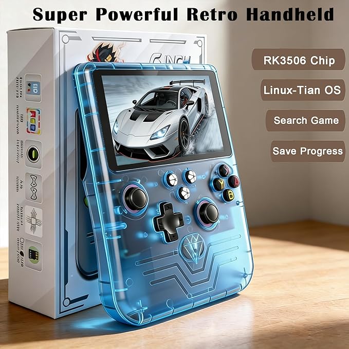 RegiisJoy R60 MAX 40000 in 1 Handheld Game Console, 5.5 Inch IPS Screen Retro Gaming Consoles Main Emulators, Portable Mini Pocket Arcade 6000mAh Battery,128G TF Card,RGB Joysticks