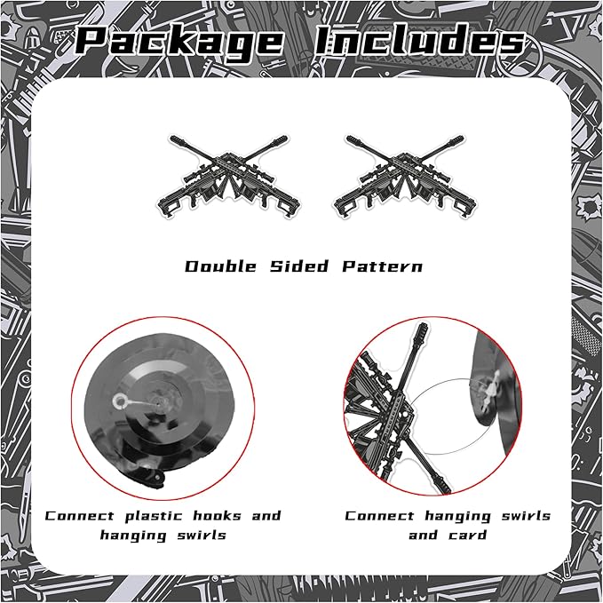 24 Pack Gun Hanging Swirls Gun Spirals Gun Hanging Decorations Ceiling Decor for Gun Pistol Birthday Party Decorations Gun Party Supplies
