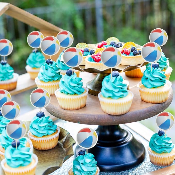 Gyufise 36 Pack Beach Volleyball Cupcake Toppers Star Sports Ball Cupcake Picks Baby Shower Beach Volleyball Sports Players Theme Birthday Party Cake Decorations Supplies