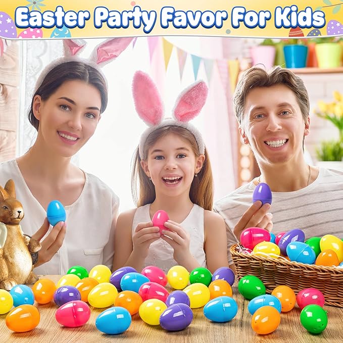 1000 PCS Plastic Easter Eggs Bulk, 2.4" Empty Easter Eggs in 8 Colors, Fillable Easter Egg for Easter Hunt, Basket Stuffers Fillers, Classroom Prizes, Party Favors Supplies Decoration