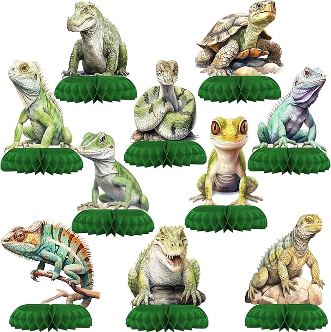 Reptile Party Centerpiece Set - Reptile Honeycomb Reptile Birthday Decorations and Reptile Table Toppers for Kids' Nature-Themed Birthday and Baby Shower Table Décor