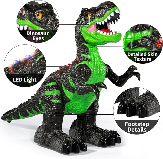 Remote Control Dinosaur Toy for Boys Kids 3-5 5-7 Years, RC Walking T-Rex Dino Robot Toy with Water Mist Spray, Lights and Sounds, Rechargeable Battery, 3 4 5 6 7 8 Years Old Boy Girl Birthday Gift