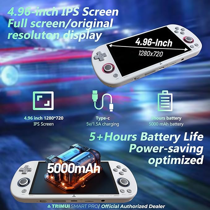 Trimui Smart Pro Handheld Game Console, Preinstalled Emulator Gaming System with 256GB TF Card - White [Linux]