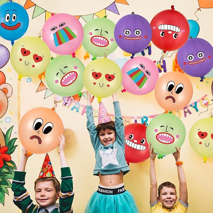 Funny Party Favors for Kids Neon Party Decorations, 30 Pack Punch Balloons with Rubber Band Handle for kids Game Birthday Parties Supplies Goodie Bags Stuffers, 18 Inch