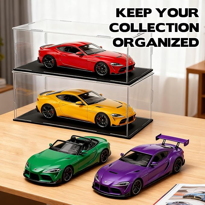 Acrylic Model Car Display Case 1: 24 Scale with Black Base Clear Model Car Storage Case Diecast Display Boxes Vehicle Model Car Case Dustproof Showcase for Collectibles Memorabilia Toy Storage
