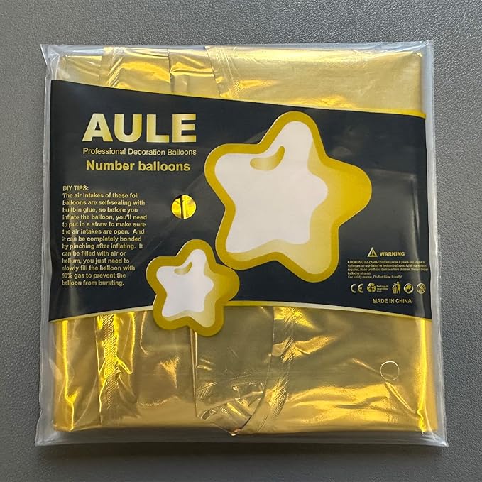 AULE 40 Inch Large 25 Number Balloons Gold, Big Foil Number Balloons, Giant Helium Happy 25th Birthday Party Decorations for Man and Women, Huge Mylar 52 Anniversary Party Supplies