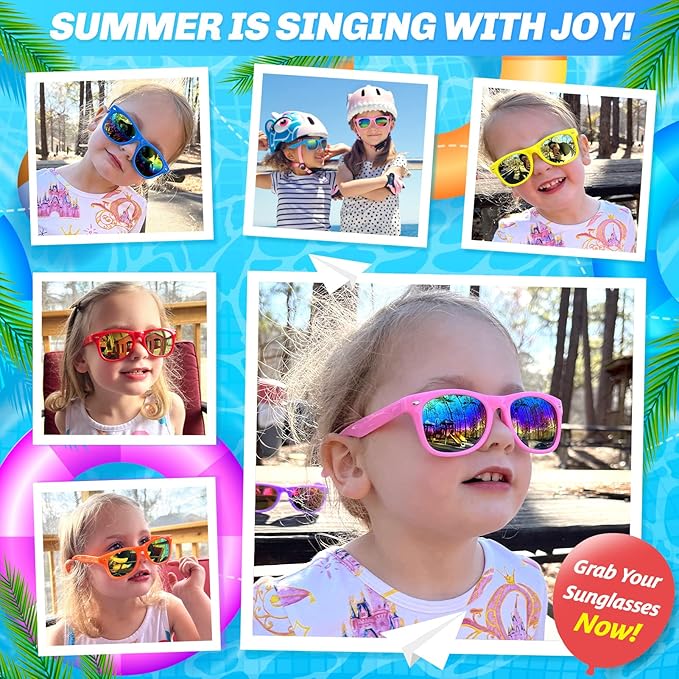 GINMIC Kids sunglasses Party Favors, 24Pack Kids, Boys and Girls Sunglasses Bulk Age 3-8 with UV400 Protection,Party Favors For Kids, Birthday Classroom Goodie Bags Party Supplies
