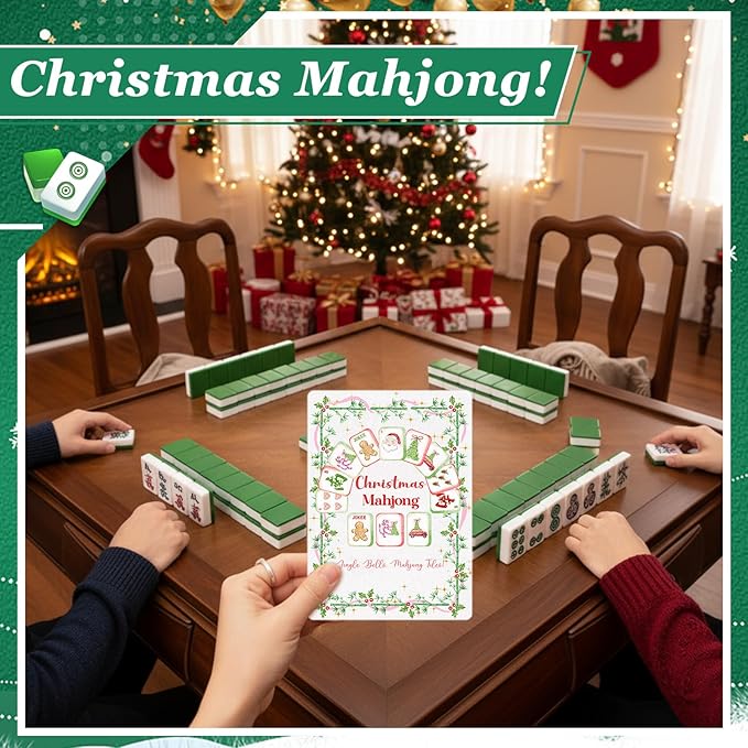 Soulchen 2 Pcs Mahjong Tile Mixer Shufflers for Mixing and Shuffling Tiles Plastic Mahjong Accessories Gifts for Lovers Games Decorative Printed Design (Christmas Style)