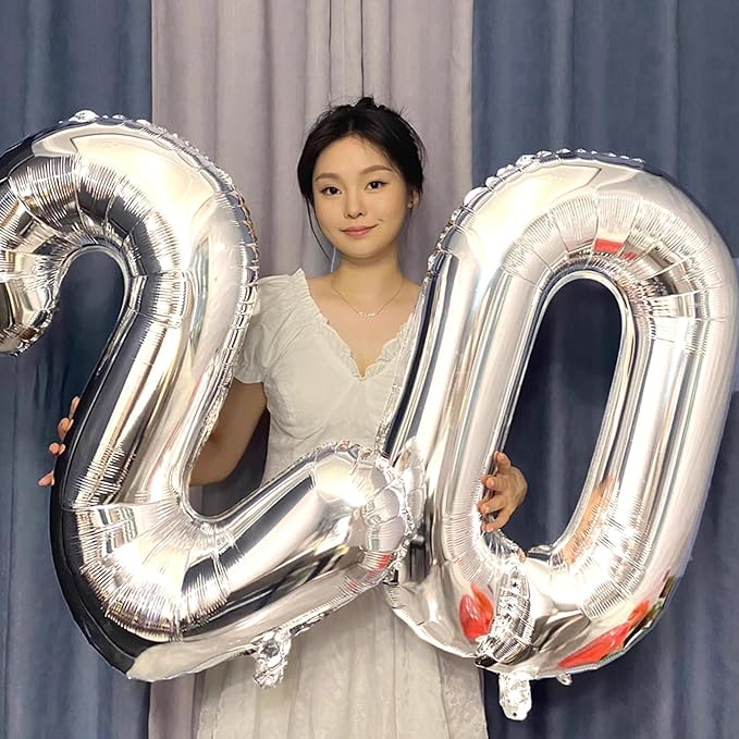 40 Inch Silver balloon 0 Foil Mylar Helium Large Digital Balloon 10th 20th 30th 40th 50th Birthday Numbers Jumbo Balloons 10th Anniversary Events Party Decorations Supplies