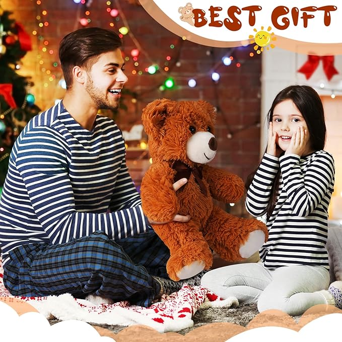 Zhanmai 18 Pcs 14 Inch Bears Stuffed Animal Bulk Gifts Plush Bear Toys for Birthday Baby Shower Graduation Party Favor(Light Brown, Dark Brown)