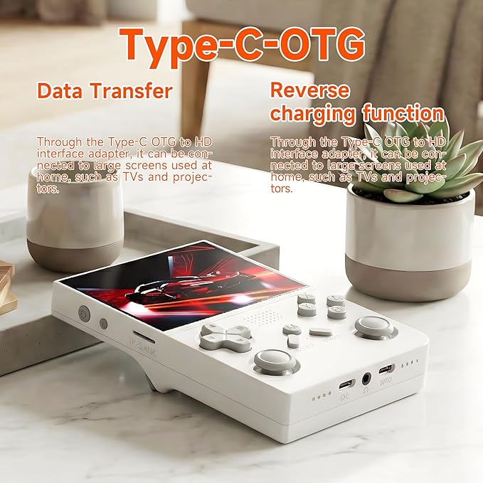 R40 Retro Handheld Game Console with Storage Case - Open Source System,3.5" IPS Screen, 18,000+ Classic Games, 128G TF Card, 3000mAh Battery, Portable Gaming Player for Travel, White
