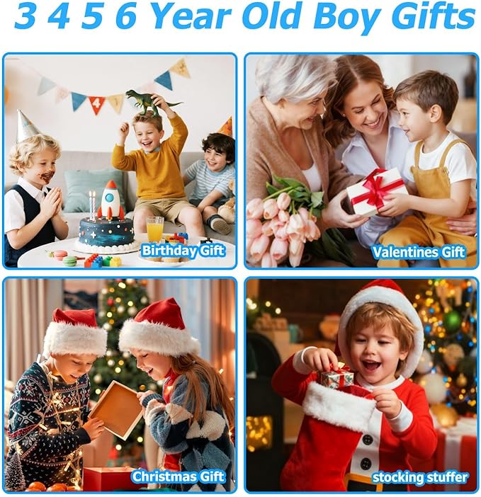 Kids Camera for Boys Toys Gifts, 3 4 5 Year Old Boy Birthday Gift, Kid Selfie Toy Cameras for Toddlers Age 3-5, Blue Small Children Digital Camera for Kids, 32G SD Card Included