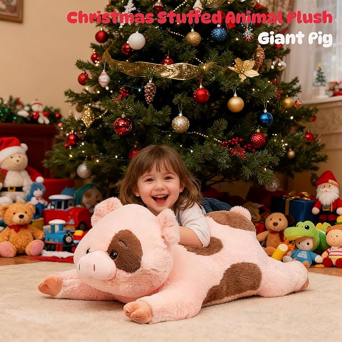 Pig Stuffed Animal, Giant 32" Stuffed Piggy, Large Soft Plush Pig Toy Birthday Holiday Party Gifts for Kids Girls Boys
